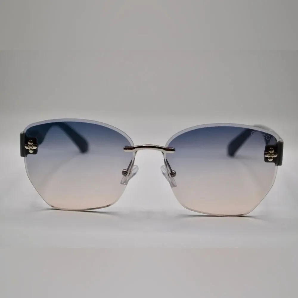 Gucci Women’s Sunglasses | Silver & Grey-Blue Frame | Blue-Brown Gradient Lens - Picture 1 of 16